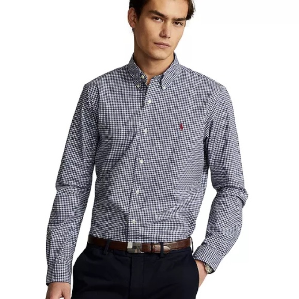 NWT Polo Ralph Lauren Men's Classic-Fit Gingham Dress Shirt Medium